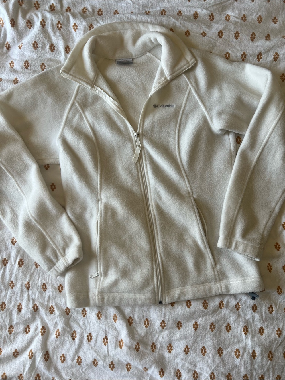 Columbia White Full-Zip Fleece Jacket